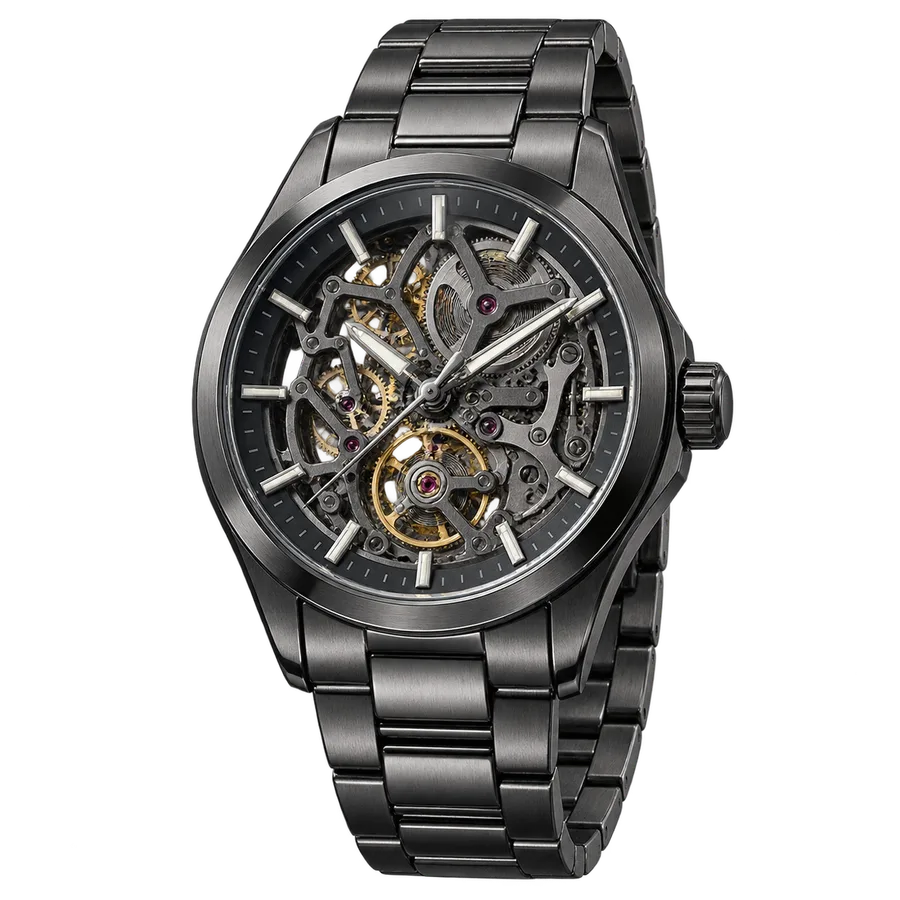 Representative illustration: skeleton dial and dark bracelet. Actual Bell And Ross BR 05 Skeleton Nightlum Automatic Men's Watch BR05A-BL-SK-STS-ST may differ.